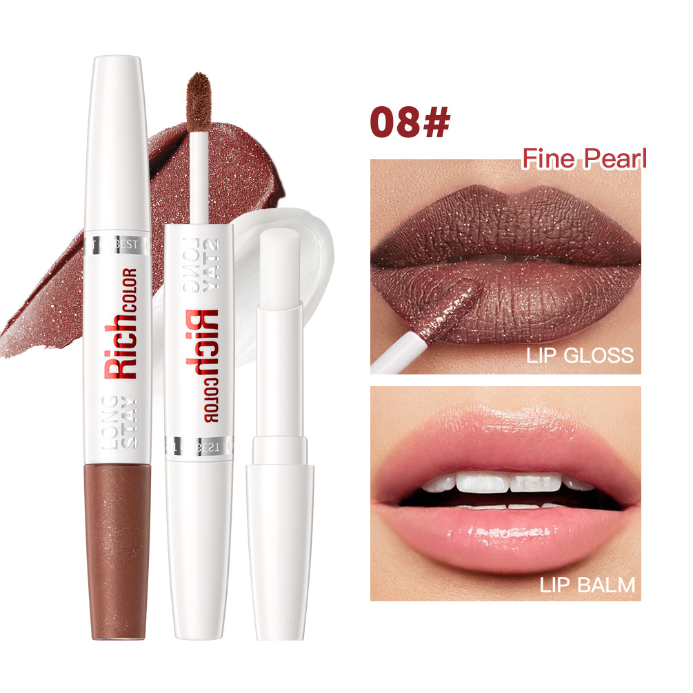 QIBEST double-headed lip glaze lip balm moisturizing moisturizing non-stick Cup not easy to decolorize long-lasting matte lipstick
