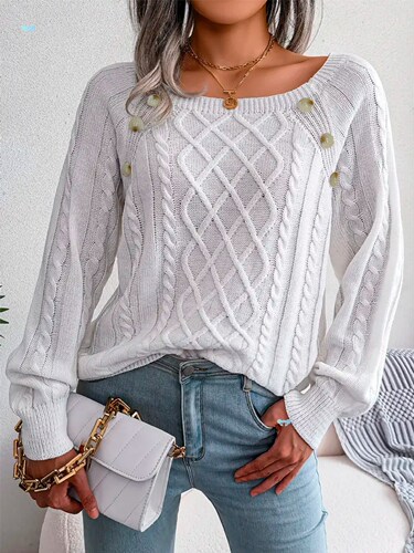 Fashionable Women's Knitwear Long Sleeved Twisted Flower Cross-border