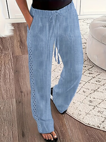Women's Casual Printed Knot Front Elastic Waist Wide Leg