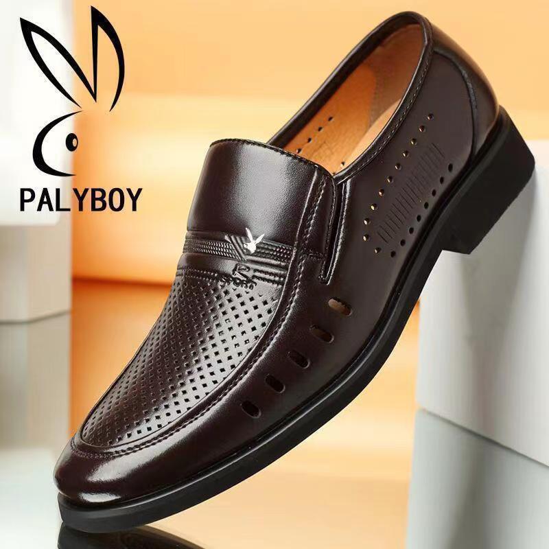 Genuine Leather leather special clearance summer hollow leather shoes men's casual hole shoes cool leather shoes middle-aged and elderly dad shoes