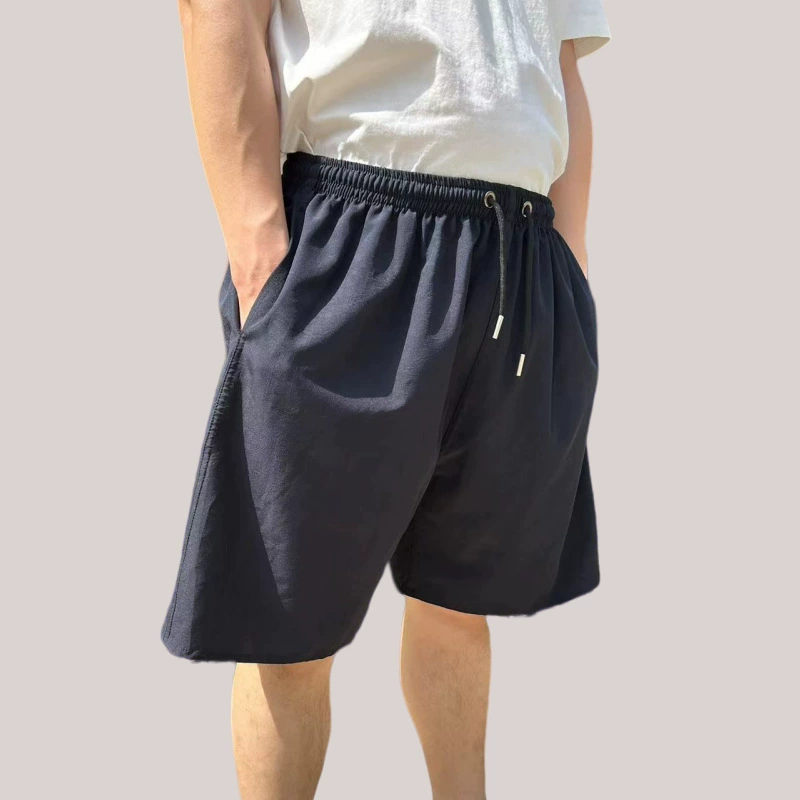 Тонкие, дышащие пляжные шорты для мужчин среднего и старшего возраста, свободные мужские шорты в гонконгском стиле для дома и спорта.