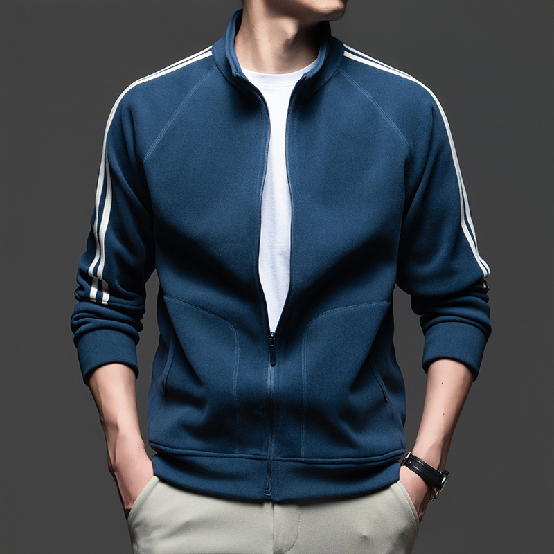 Men's Fleece Sweatshirt Cardigan Autumn and Winter New Style Long-Sleeved Stand-Up Collar Zipper Shirt Fashionable Sports Polar Fleece Warm Jacket