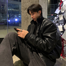 皮棉衣短款男冬季保暖加厚棉服立领pu皮机车棉袄外套韩版小个子