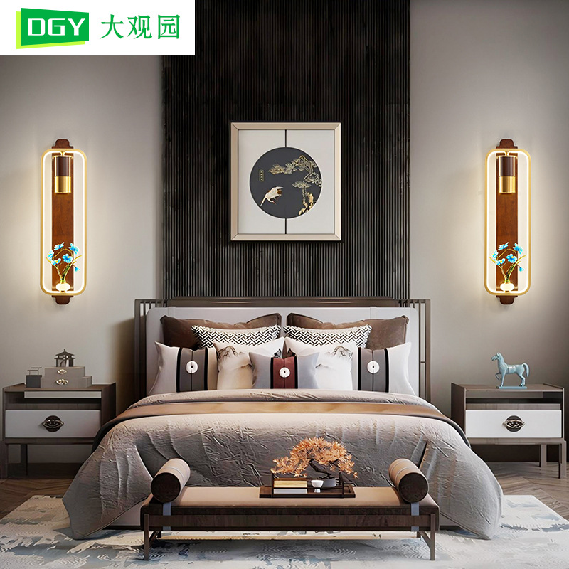 Luz lujosa nueva lámpara de pared china antigua Zen escalera dormitorio lámpara de cabezal de cama retro sala de estar lámpara de pared de fondo 523L