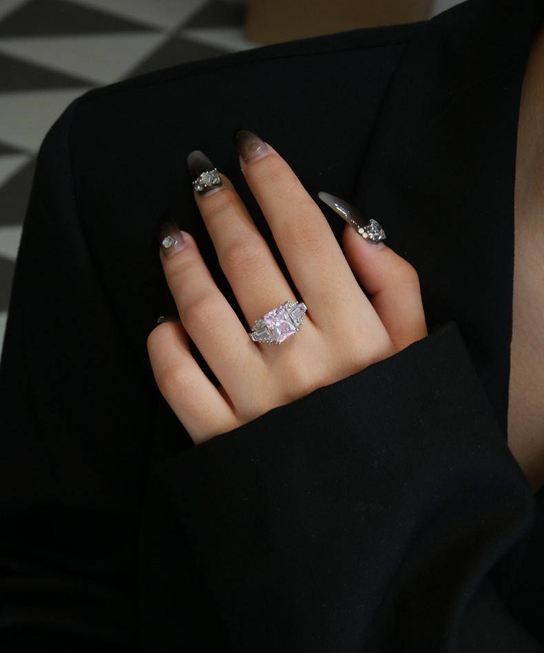 Fashion Geometric Sterling Silver Inlay Zircon Rings 1 Piece