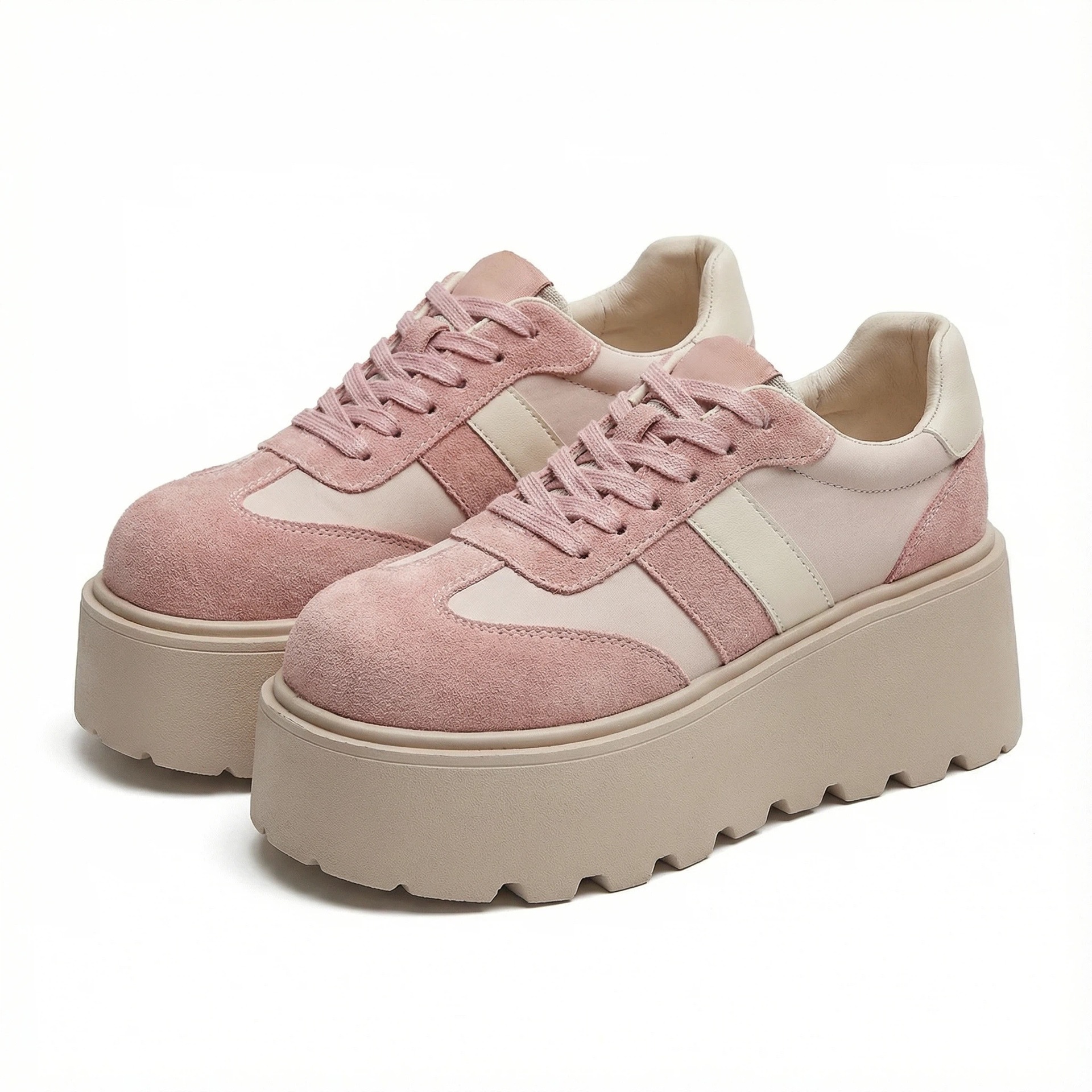 Muffin zapatos de base gruesa para mujeres 2026 nueva primavera y otoño pequeño aumento de altura zapatos de entrenamiento de la ley universal zapatos deportivos casuales