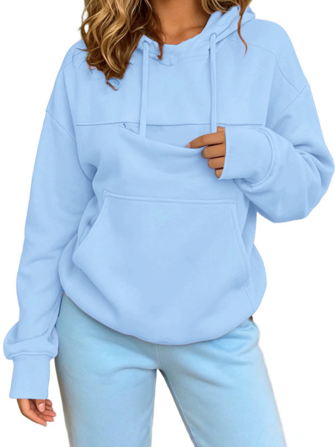 2026 Amazon European and American New Autumn and Winter Warm Hooded Fleece Long-Sleeve Sweatshirt with Large Pockets for Men and Women, Pet-Friendly