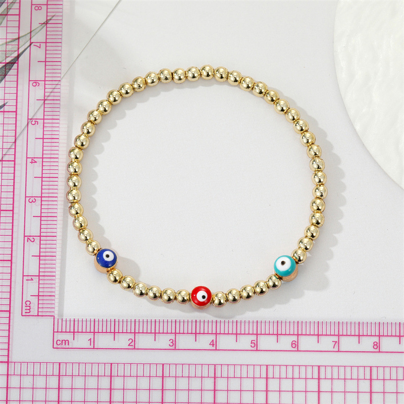 Retro Ethnic Style Eye Golden Bead Bracelet Bracelet Turkish Devil Eye Bracelet Female display picture 2