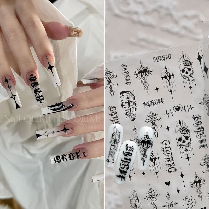 Internet Celebrity Spicy Girl Niche Dark Gothic Cross European and American Gothic Letter Cross Totem Nail Art Stickers DIY Nail Stickers Internet Celebrity Spicy Girl Niche Dark Gothic Cross European and American Gothic Letter Cross Totem Nail Art Stickers DIY Nail Stickers