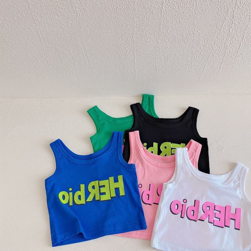 Girls' summer vest, baby sling dress, internet-famous trendy children's clothing, Korean-style letter-printed outerwear