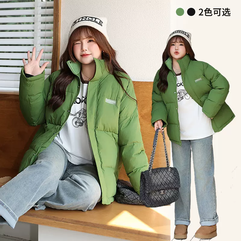 韩系小标加绒立领保暖棉服润其8600 大码宽松韩版短款时尚棉衣