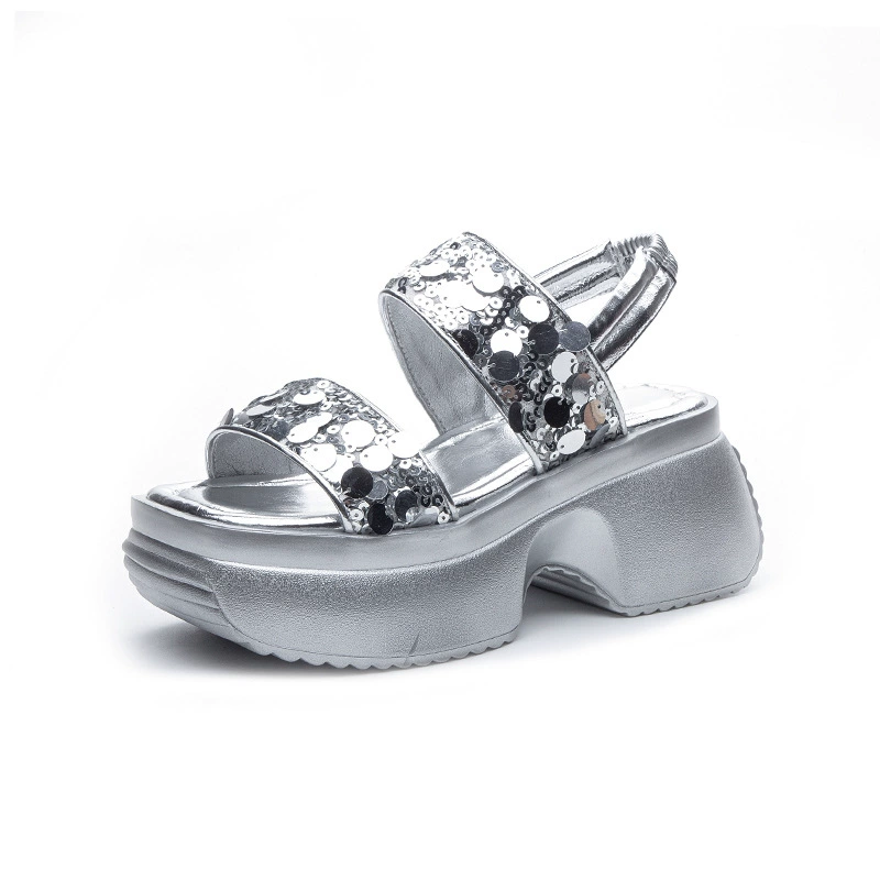 Sandals platform, summer fashionable high nail sequins for leisure, 2024 years, for teenagers