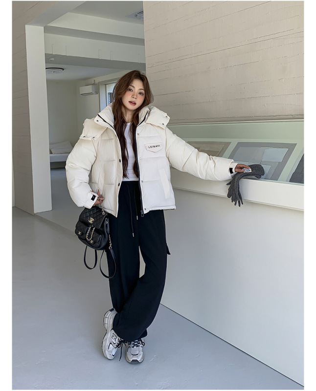 欧货短款羽绒棉服女2025年冬季新款时尚防寒连帽面包服小个子外套|undefined