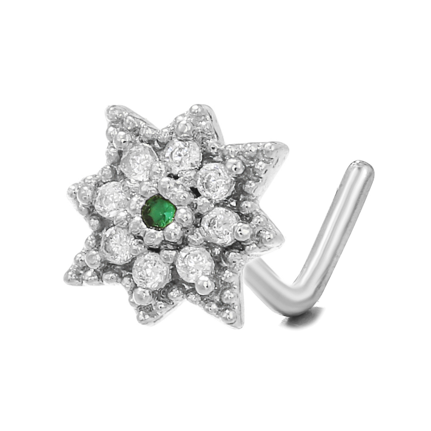 Geometric Zircon Nose Stud In Copper Colour Micro Inlaid Design_voghion.com