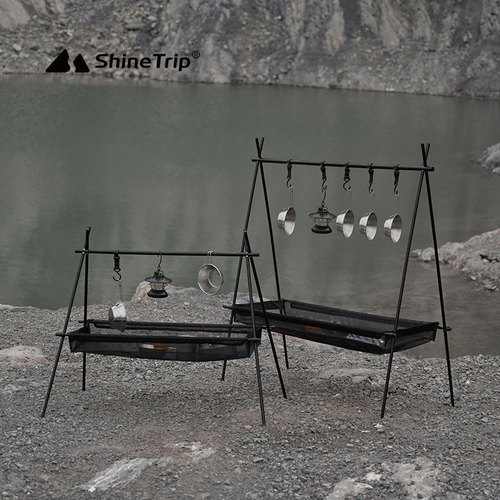 Shanqu outdoor storage rack storage net camping tableware storage box portable tripod bag water filter storage rack