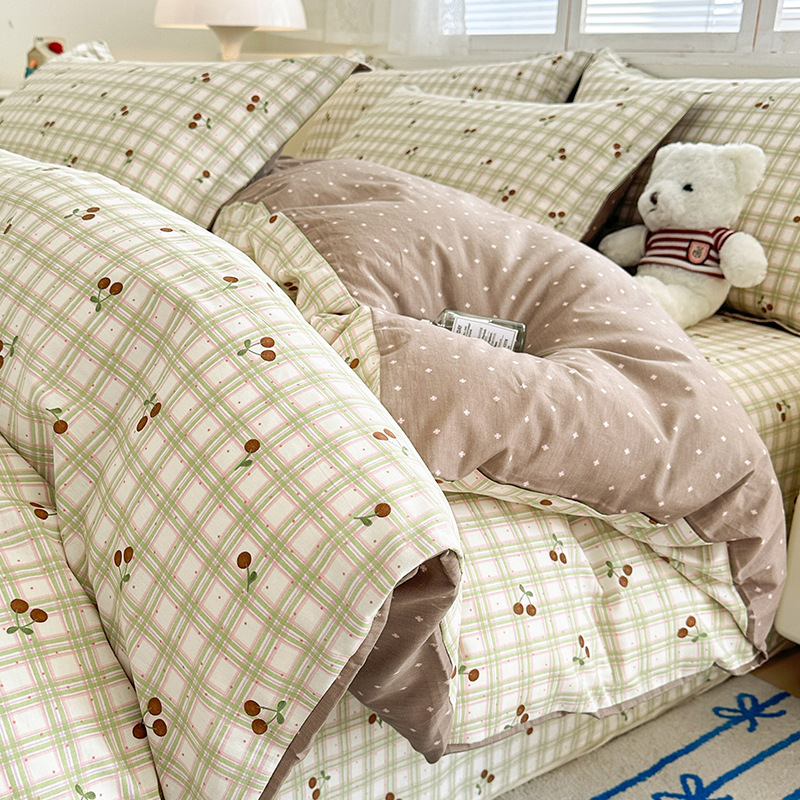 Cama de algodón de cuatro piezas de algodón puro 2025 nuevo estilo sábana funda de edredón sábana ropa de cama de tres piezas