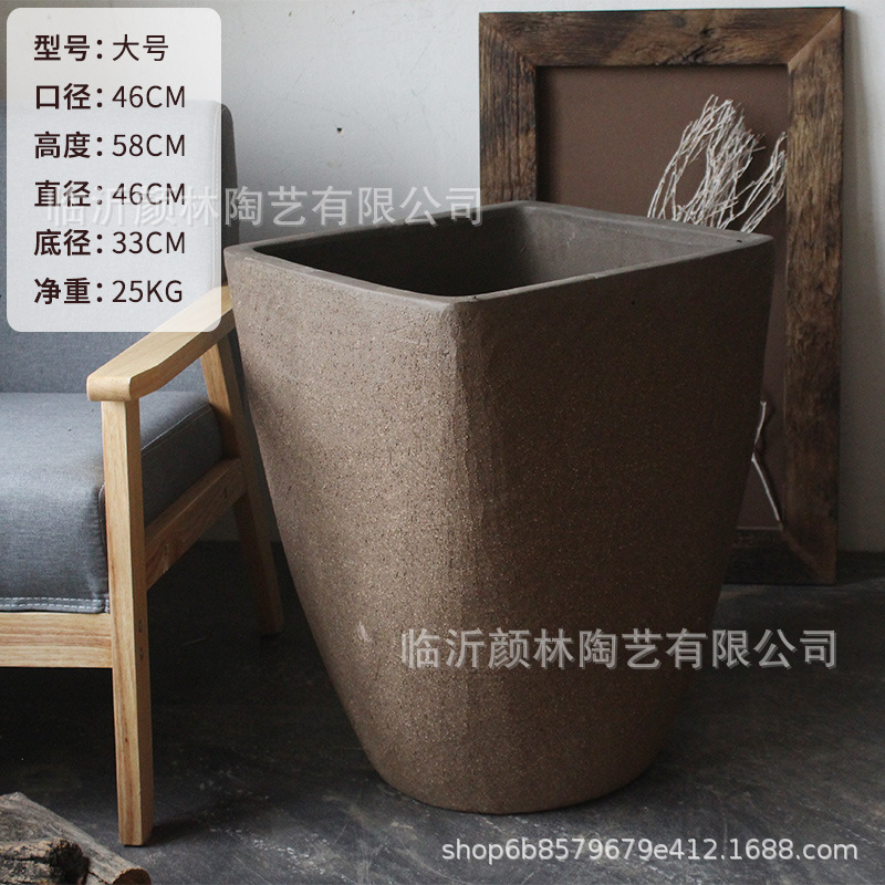 Cuadrado boca redondo fondo maceta de cerámica gruesa arena púrpura ventilación de cerámica interior balcón verde decoración maceta de gran calibre combinación maceta