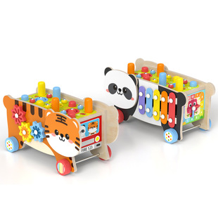Popular wooden children's educational toys shape matching cognitive building block car wooden animal radish pulling intelligence car