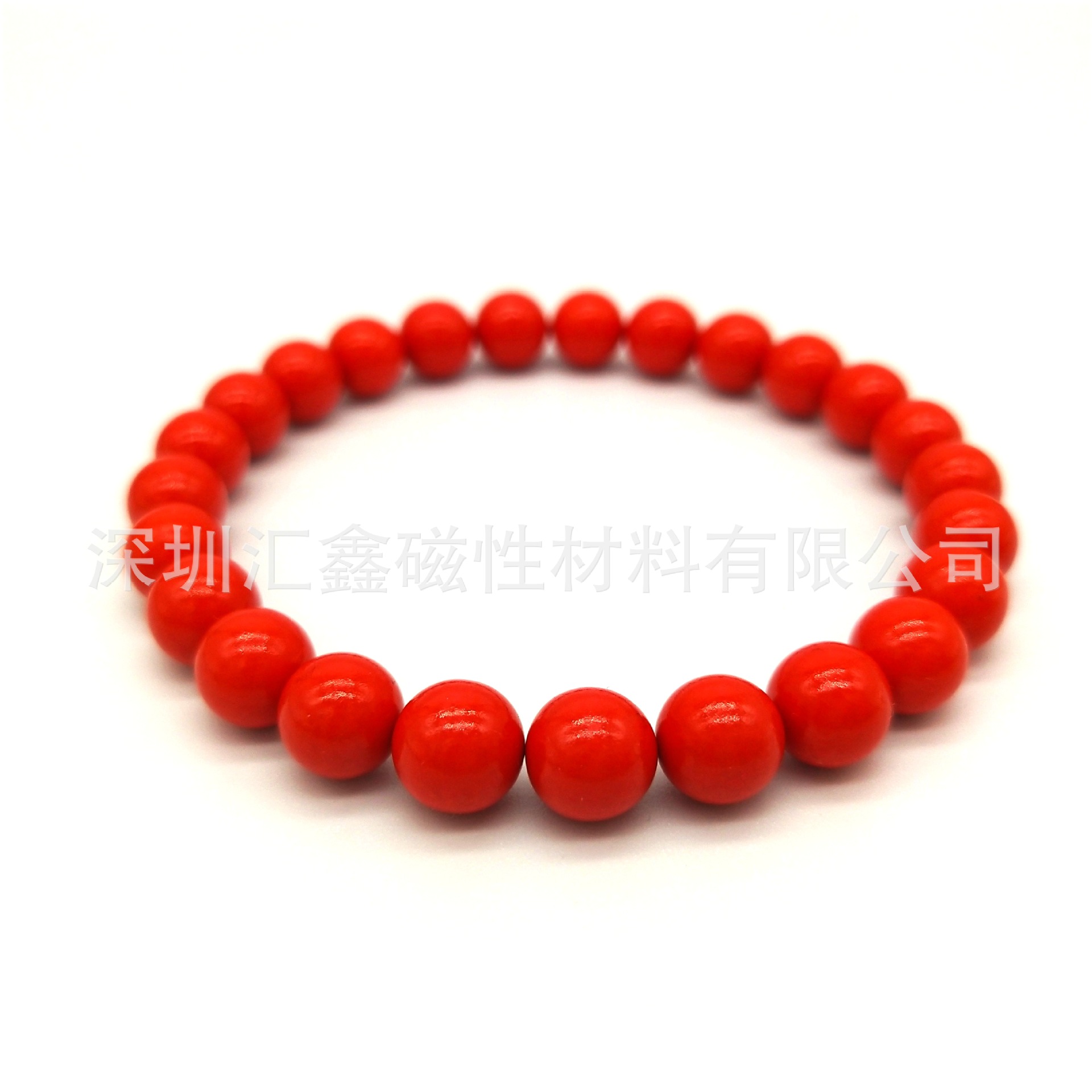 厂家批发磁灸石稀土无绳项链 艾灸石磁性手链  7mm珊瑚红项链