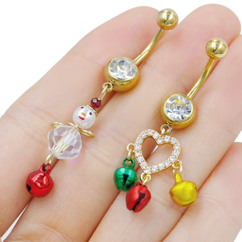 Anelli per albero di Natale, orecchini a campana e gioielli per piercing all'ombelico, nuovi e creativi, provenienti da Europa e America, venduti all'ingrosso._voghion.com