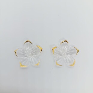 Ins Gradient Hot Stamping Edge Five-Pointed Flower Cherry Blossom DIY Handmade Antique Hair Accessories Hairpin Jewelry Accessories Headdress Acetate