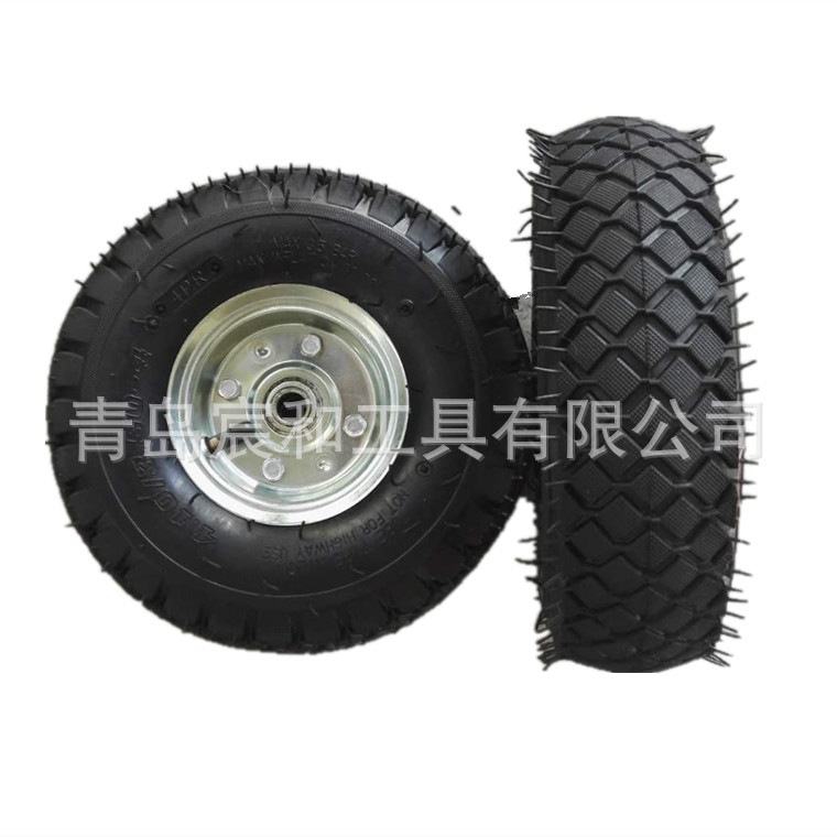 3.50-4充气轮子10寸清渣机橡胶充气轮胎网车  沙滩气球轮260x85