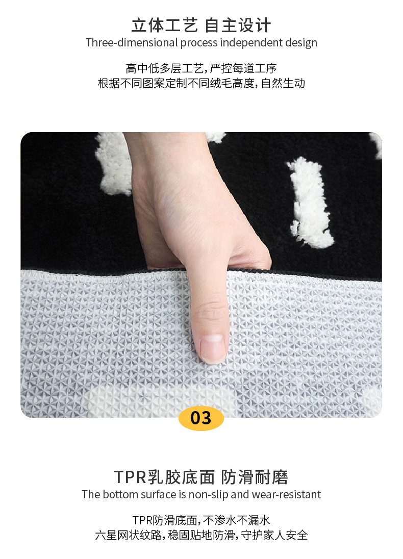Original Design Cat Carpet Flocking Living Room Carpet Cute Ins Style Bedroom Bedside Blanket Non-Slip Absorbent Mat
