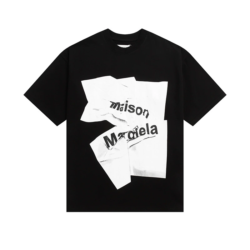 Maison Margiela 24SS коллекция MM6 цифровой узор круглый вырез мужской и женский модный бренд укороченный рукав футболка серия