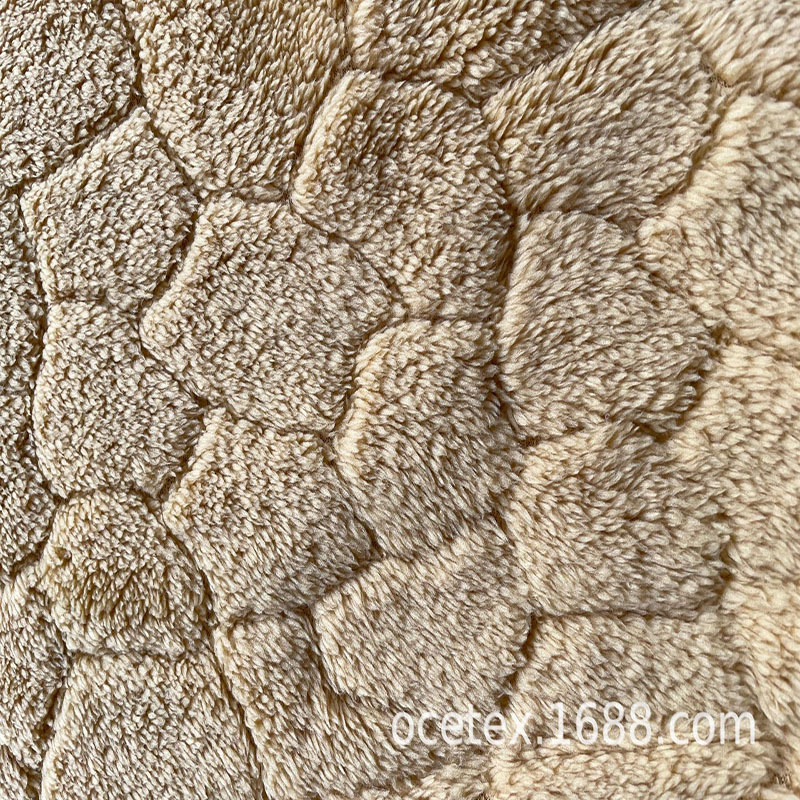 厂家供应床上用品面料提花舒棉绒秋冬家居服睡衣面料提花北极绒布