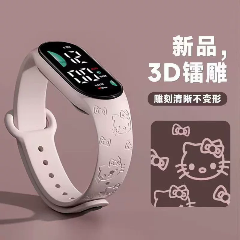 Hello Kitty, милая мультяшная электронная детские часы спортивные часы