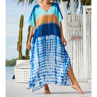 Amazon Cross-border European and American Beach Blouse Loose Robe Holiday Bikini Sunscreen Printed dress