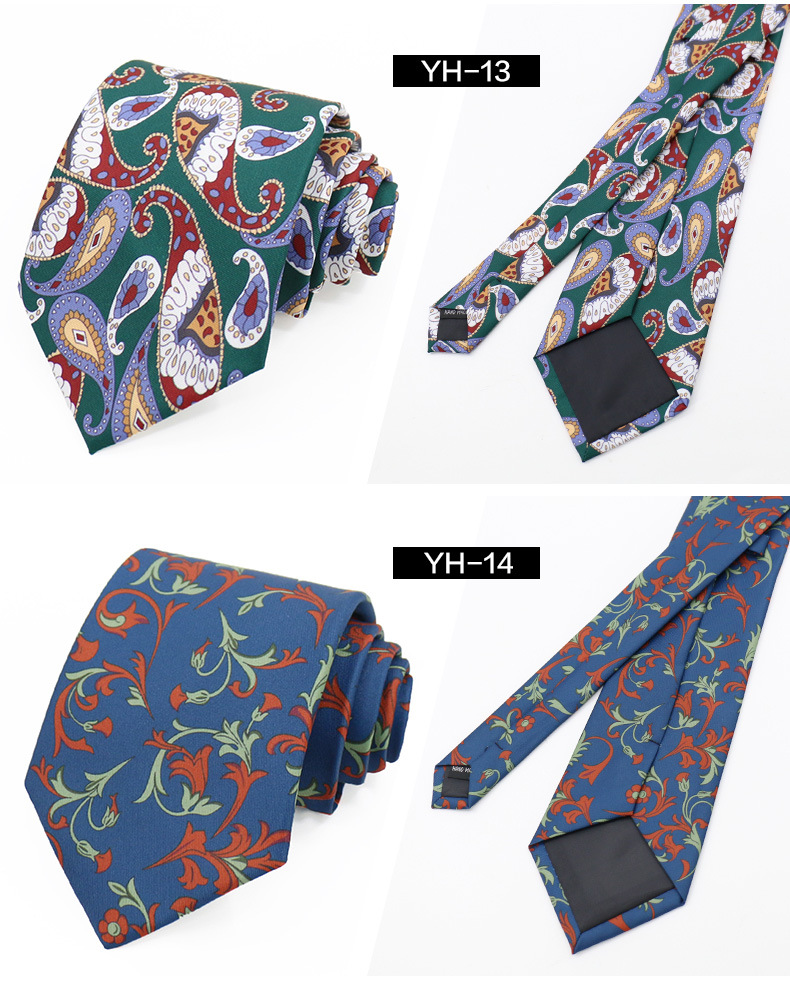 Muška vintage kravata. Moderna poslovna svečana kravata s keper printom s cvjetnim uzorkom_voghion.com