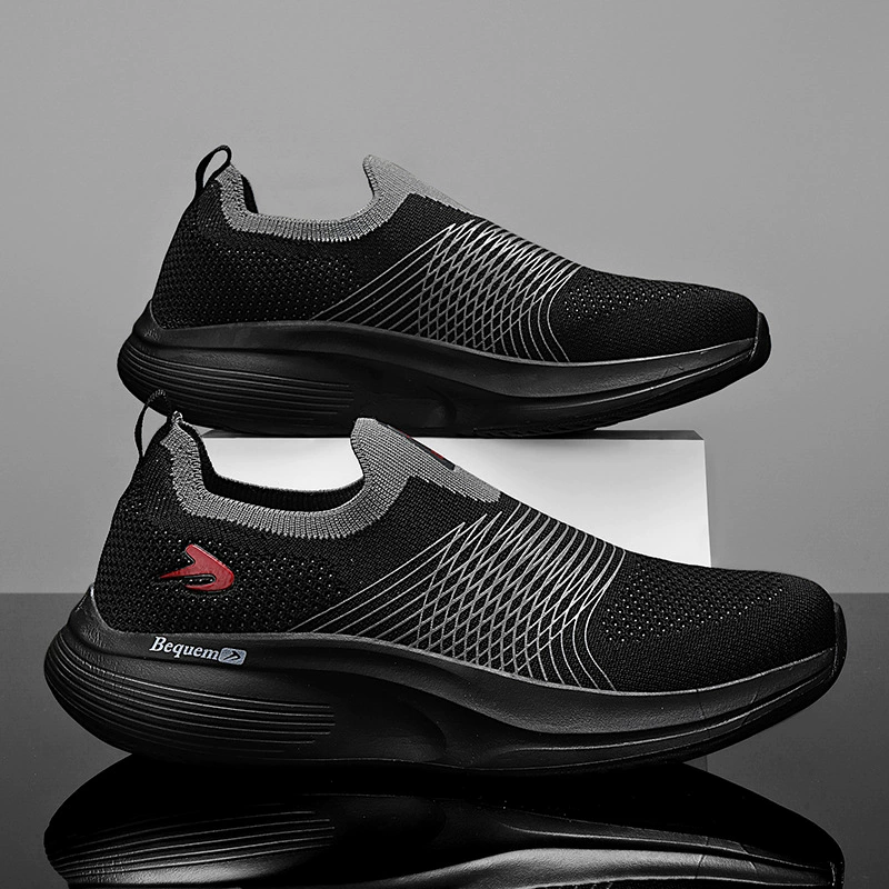 2025 новые мужские эластичные туфли с тканой поверхностью, офсетная печать, ультралегкие, с мягкой подошвой, повседневные однотонные туфли для улицы, дышащие прогулочные туфли