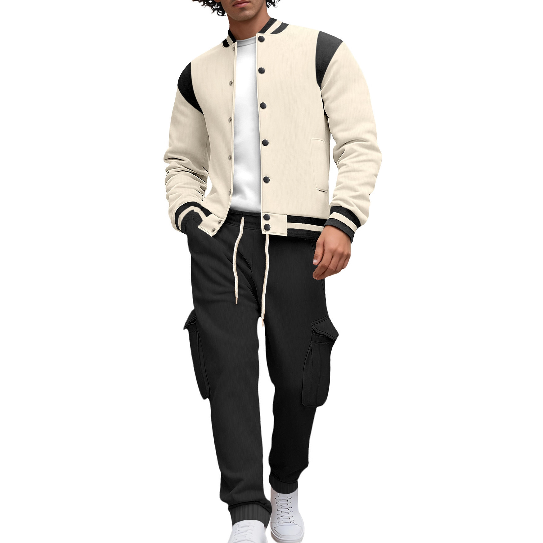 Nuevo transfronterizo Europa y América Amazon nuevo otoño y invierno ropa de hombre cardigan universal ropa de béisbol deportiva casual hombre conjunto