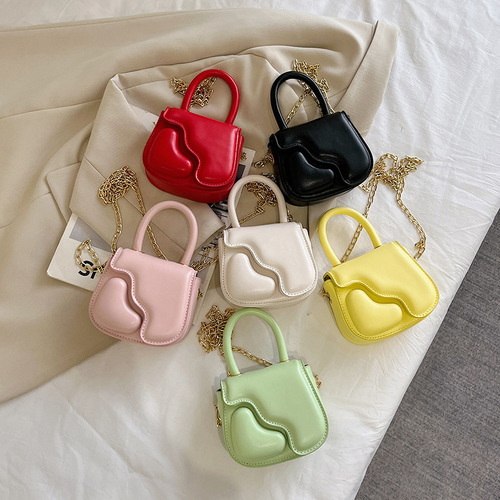 Children's bags niche personality peach heart chain bag spring and summer new ins high-end one-shoulder cross-body handbag women's bag