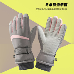 Ladies' Winter Ski Gloves, Fleece Lined, Thick, Touchscreen, Waterproof, Windproof, Coldproof, Warmth Preserving, for Students Riding Electric Bikes