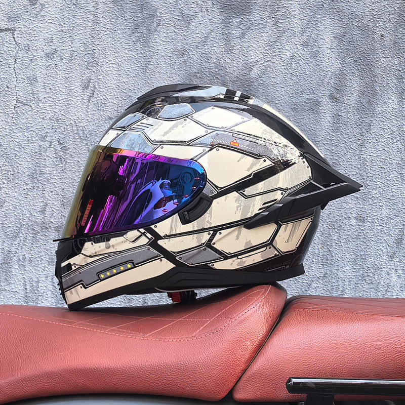 Casco integral transfronterizo DOT de la versión mejorada de LVS con doble lente para hombres, casco de seguridad universal para todas las estaciones para motociclistas femeninas, casco de motocicleta con doble lente.