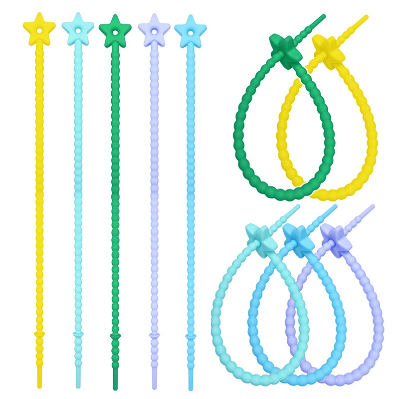 Macaron Star Silicone Tie Strap 22cm Reusable Keychain Bag Pendant DIY Silicone Tie Strap Macaron Star Silicone Tie Strap 22cm Reusable Keychain Bag Pendant DIY Silicone Tie Strap