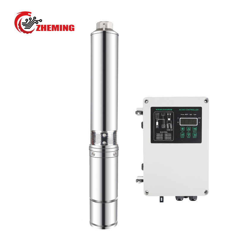 AC/DC塑料叶轮不锈钢太阳能深井泵多级稳压抽水泵4ZMD流量9