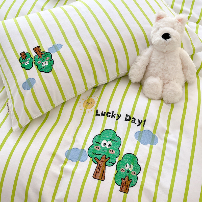 Class A thick cotton Xinjiang quilt cover bed sheet bed hat pillowcase embroidery single product cotton old coarse cloth embroidery bed bag