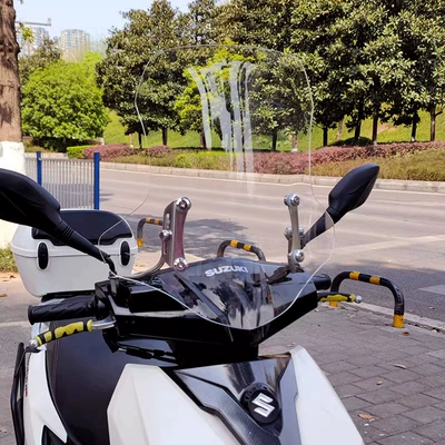 Motorcycle front windshield Windshield Scooter Front Windshield - transparent-45cm-height-stainless-steel-stand-adjustable-height