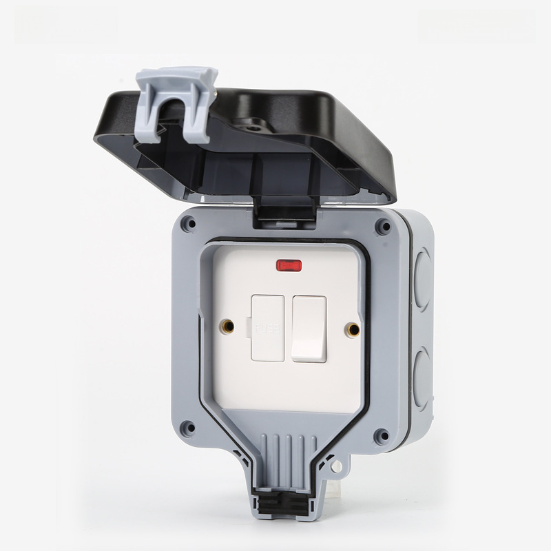 IP66 Outdoor Waterproof Switch and Socket Box, Outdoor Bathroom Wall Waterproof Switch and Socket, FUSE Socket