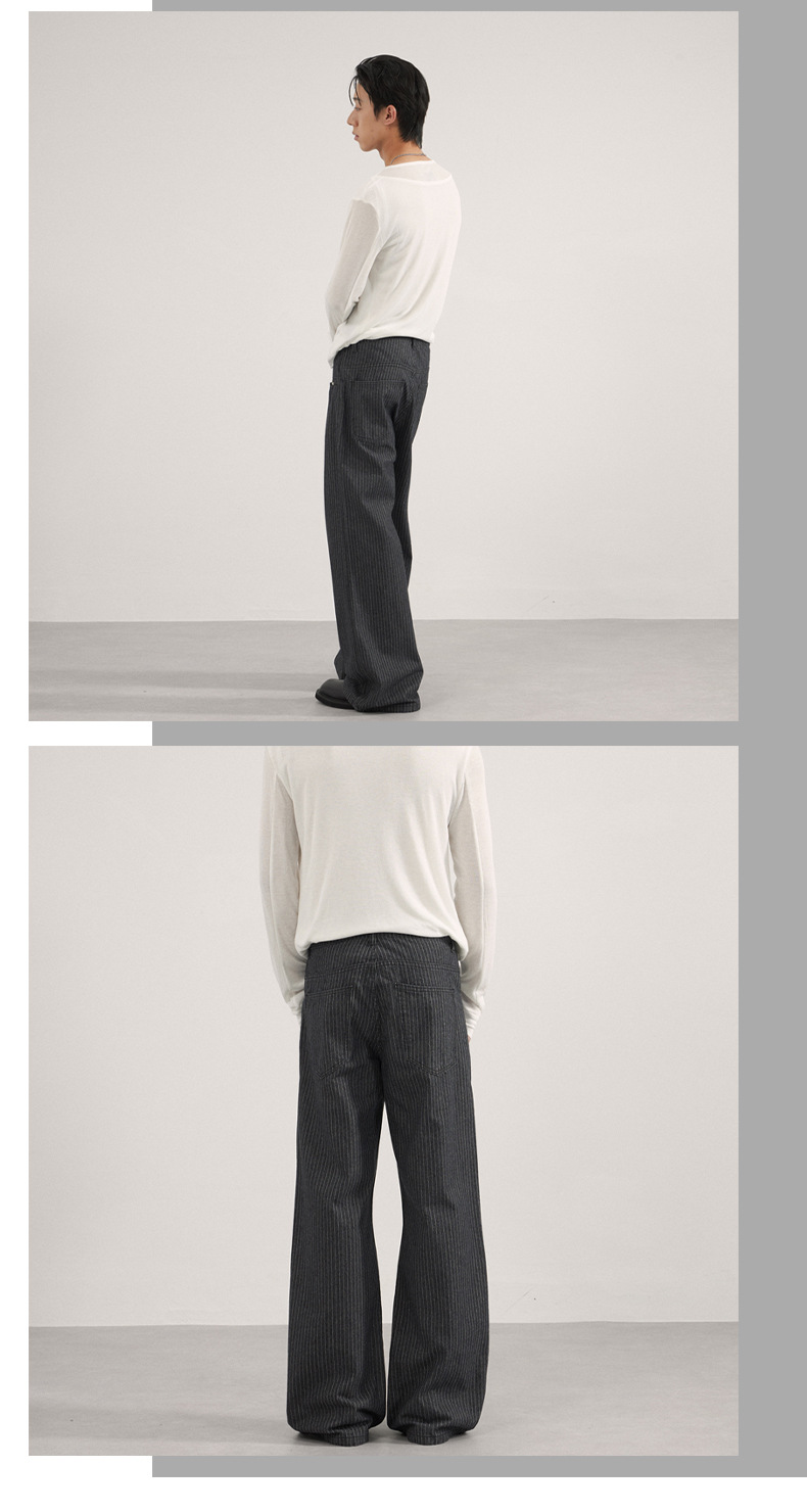 Cleanfit Striped Flared Jeans Slimming Bootcut Denim Pants for Women And Men Retro Stretch Waist Type Fit Slim Length_viptrois.com