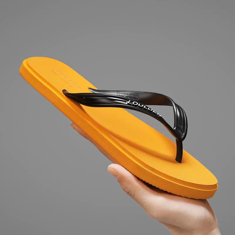 Тапочки мужские летние шлепанцы тренд толстое дно нескользкое мягкое дно индивидуальное износостойкое мужское сандалие модное ношение пляжной обуви