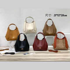 寇家新款Hadley Hobo21荔枝纹菜篮子单肩斜挎手提手拎水桶包女