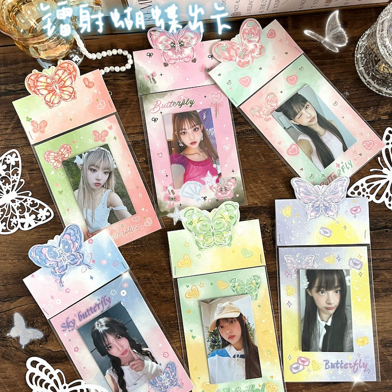 Бабочка медведь карточка задняя карточка набор мультяшной лазерной поздравительной открытки из упаковочного материала Симпатичная подарочная упаковочная карточка