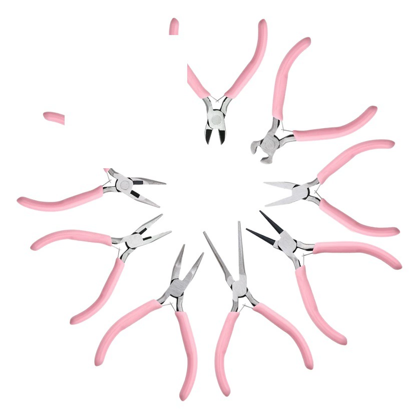 Розовые остроконечные плоскогубцы ручной работы, плоскогубцы для ювелирных изделий, многофункциональные плоскогубцы, костюм, мини-ювелирная намотка, инструмент из бисера