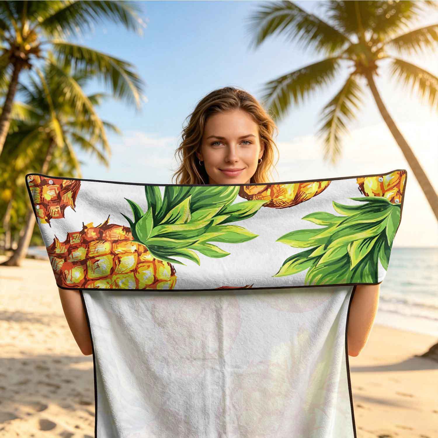 Printed bath towel and car seat cover 2-in-1, ultra-fine fiber outdoor beach and car dual-use universal seat cushion