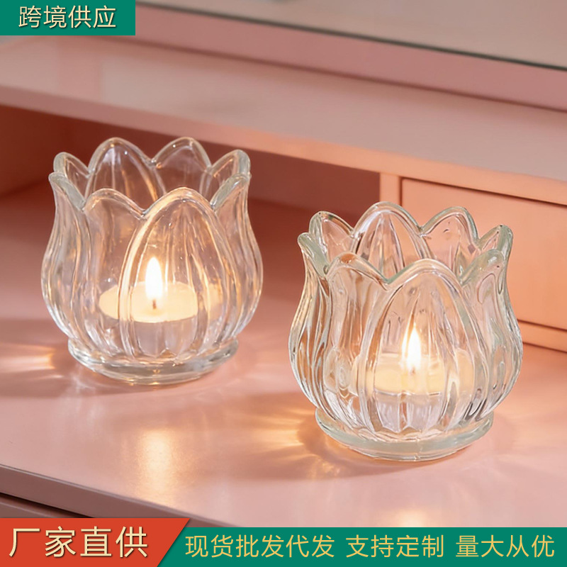 Portavelas para aromaterapia, material de vidrio grueso, decoración para el hogar, vaso para vela perfumada, tapa de vidrio, lujo discreto.