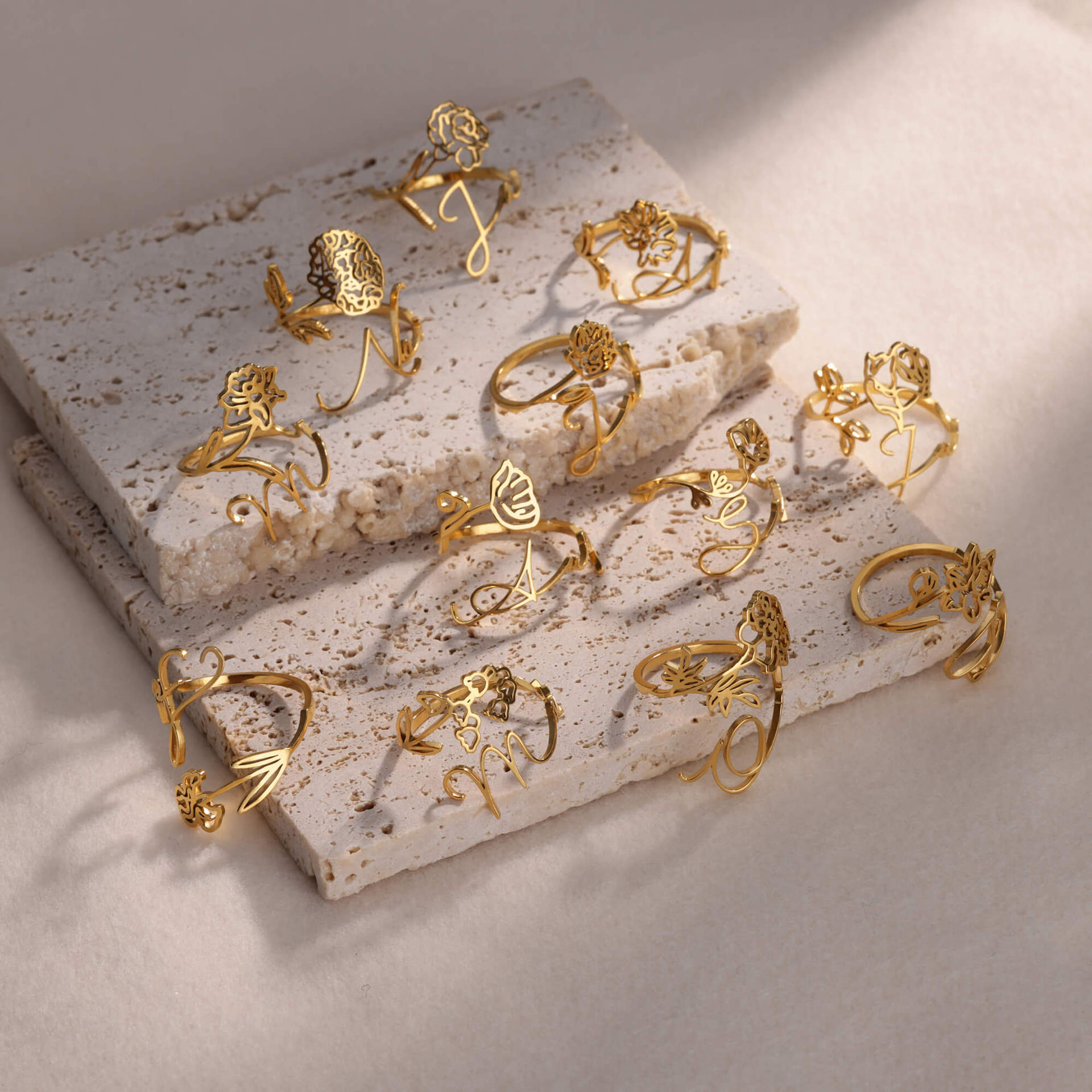 Joyería Al Por Mayor Estilo Vintage Estilo Clásico Flor Acero Inoxidable 304 Enchapado Anillos Abiertos display picture 13